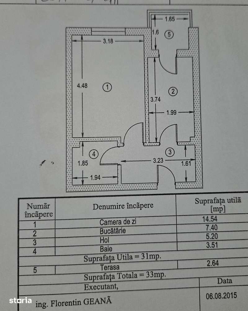 Garsoniera Trivale, cf.1 dec.,etajul 1/2,sup. utilă 33 mp. Mobilată ! - Imagine principală: 4/18