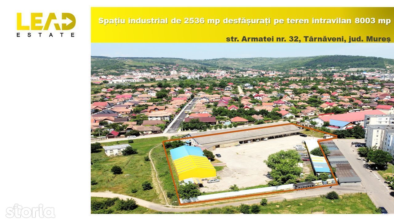 Spațiu industrial 2574 mp pe teren 8000 mp Târnăveni, jud. Mureș