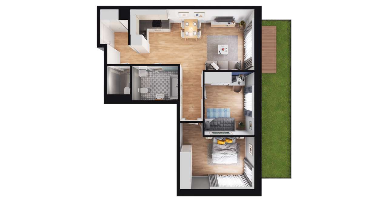 3-pokojowe mieszkanie 59m2 + ogródek Bez Prowizji - Pełny obrazek: 2/8