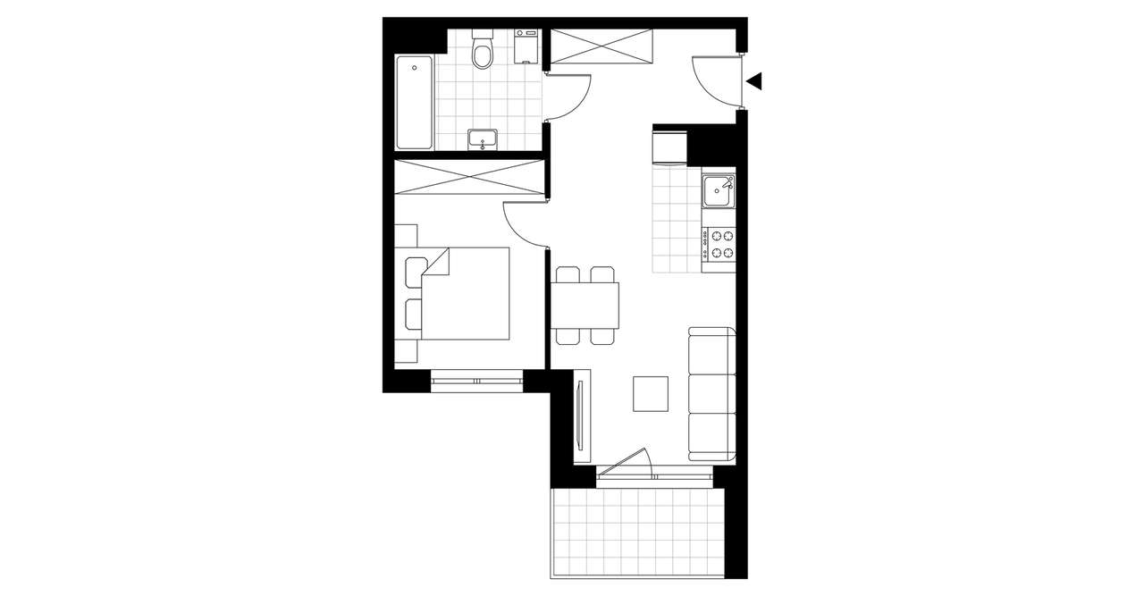 2-pokojowe mieszkanie 36m2 + balkon Bezpośrednio - Pełny obrazek: 3/8