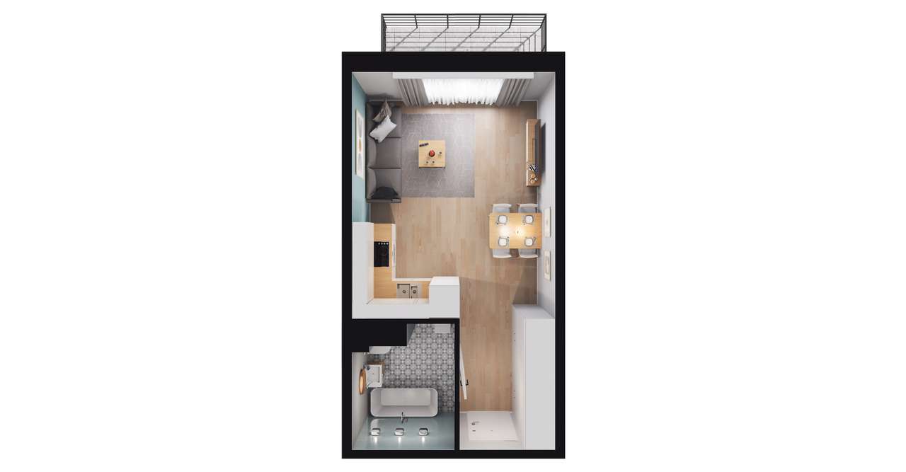 1-pokojowe mieszkanie 27m2 + balkon Bez Prowizji - Pełny obrazek: 2/8