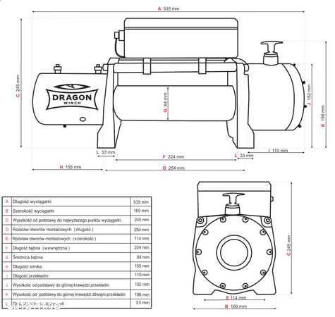 Troliu electric DRAGON WINCH 13000 lbs (trage 6 t) la 12V - 5