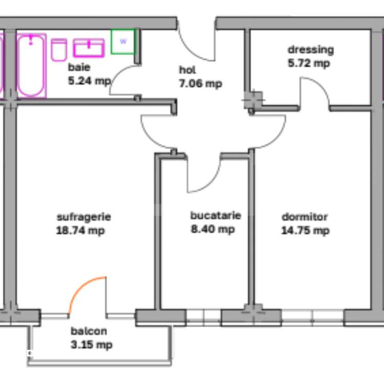 Apartamente moderne cu 2 camere, balcon si dressing - bloc nou in Ghim - Imagine principală: 2/3