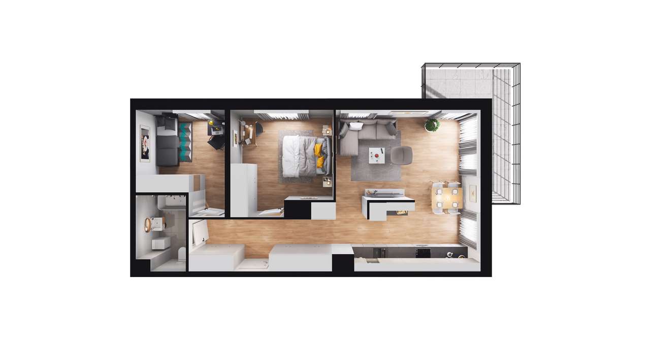 3-pokojowe mieszkanie 64m2 + balkon Bez Prowizji - Pełny obrazek: 2/8