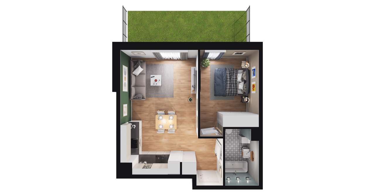 2-pokojowe mieszkanie 40m2 + ogródek Bezpośrednio - Pełny obrazek: 3/9