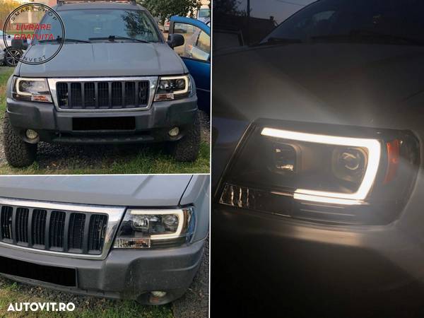 Faruri LED Jeep Grand Cherokee (1999-2004) Tube Light Negru- livrare gratuita - 9