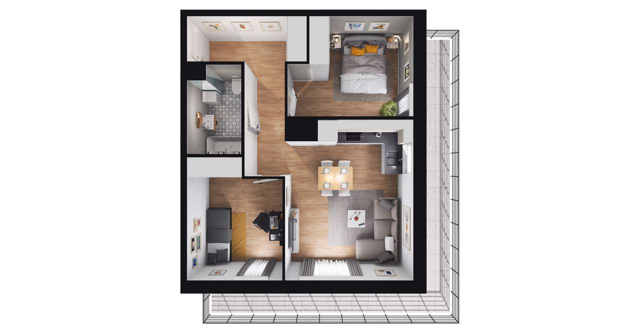 3-pokojowe mieszkanie 52m2 + balkon Bez Prowizji - Pełny obrazek: 2/6