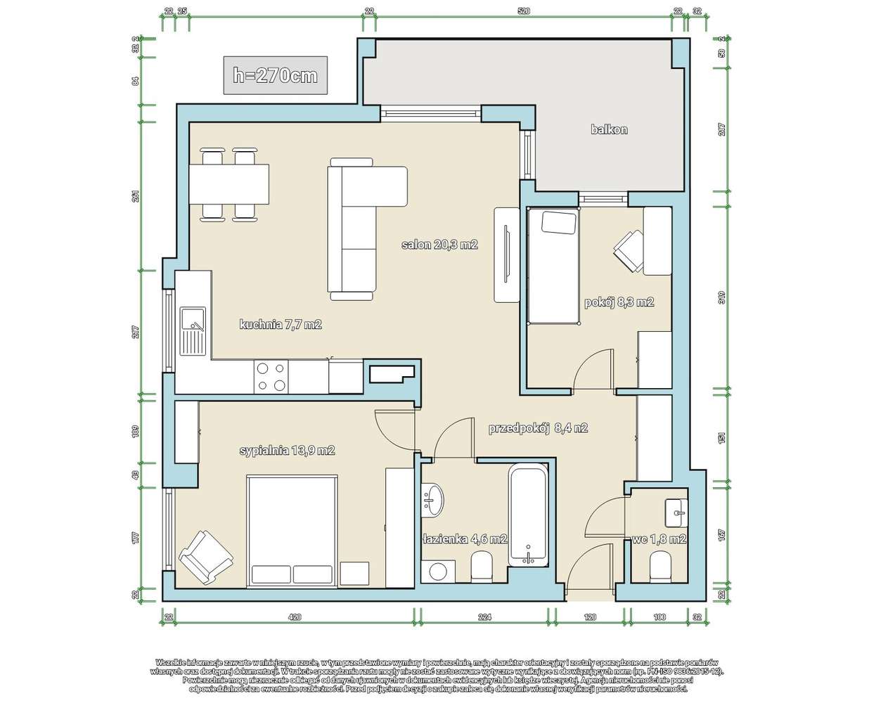 3 pokoje,64,14m2,Stegny, ul. Pory /Sikorskiego /Nowe z Garażem-7