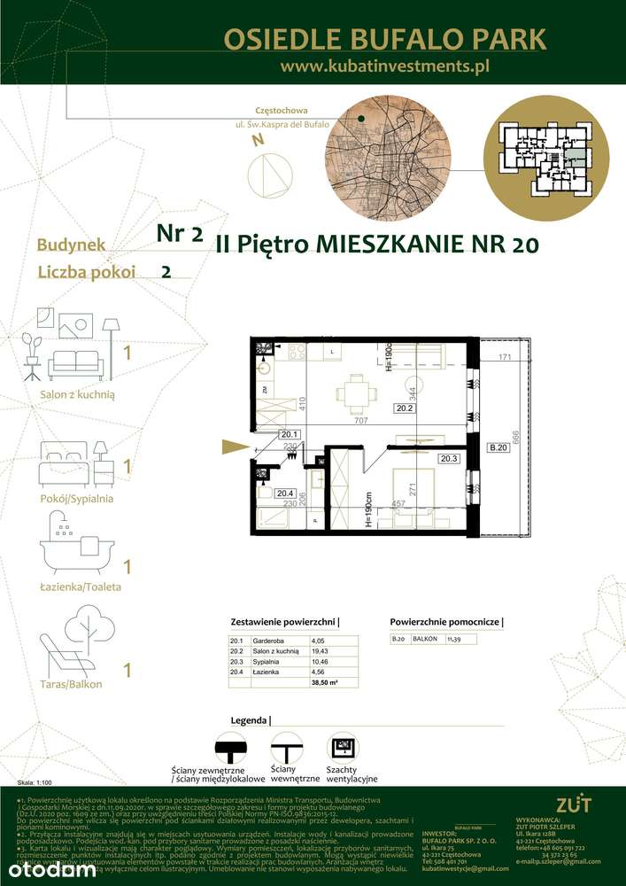 2-pokojowe mieszkanie 38m2 + balkon - Pełny obrazek: 2/7