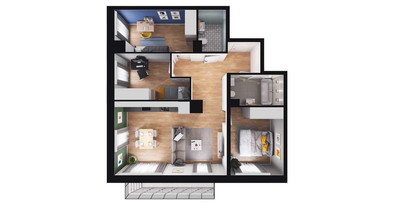 4-pokojowe mieszkanie 67m2 + balkon - Pełny obrazek: 2/8