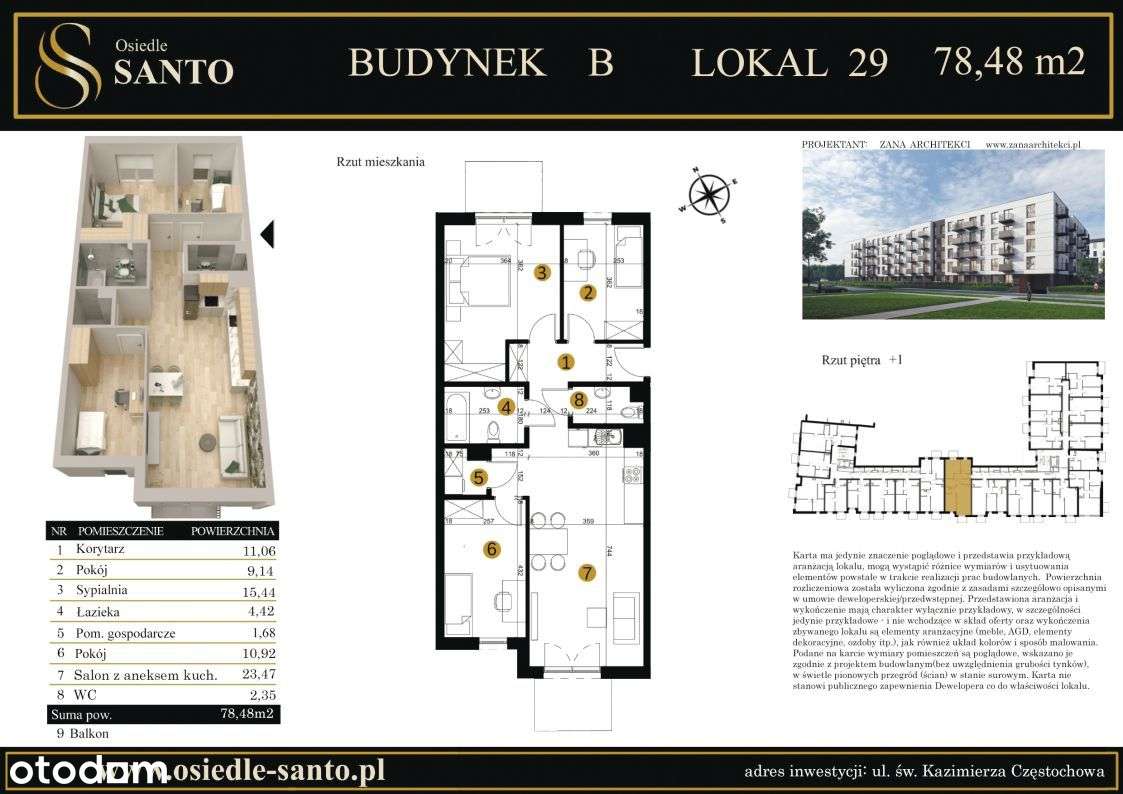 Osiedle Santo II Etap 3 pokoje 78,48 m2 - Pełny obrazek: 2/11