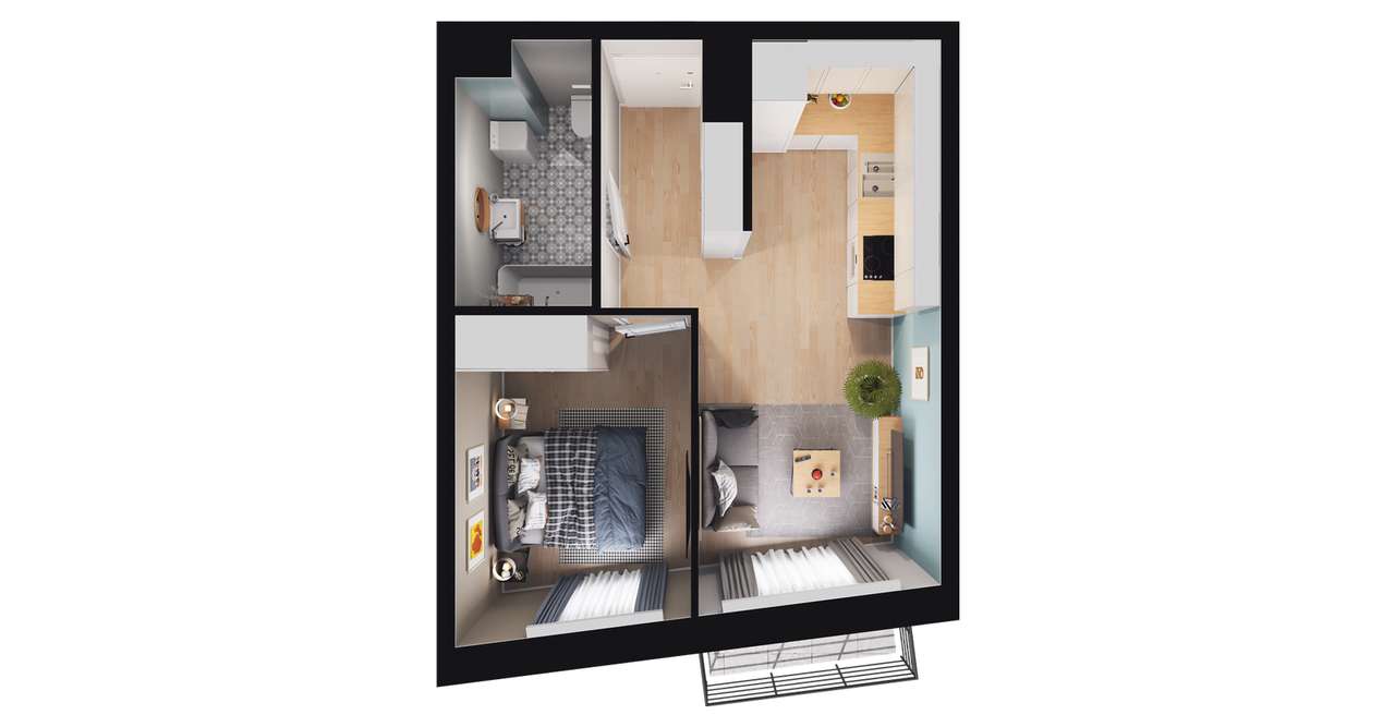 2-pokojowe mieszkanie 33m2 + balkon Bez Prowizji - Pełny obrazek: 3/9