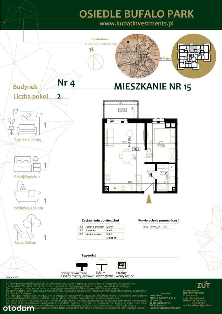 2-pokojowe mieszkanie 39m2 + balkon Bezpośrednio - Pełny obrazek: 2/7