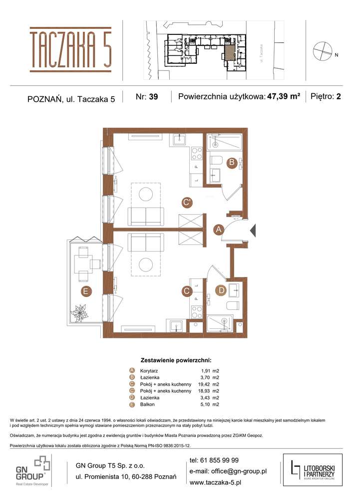 Taczaka 5 | apartament 1-pok. | B/2/12 - Pełny obrazek: 2/7