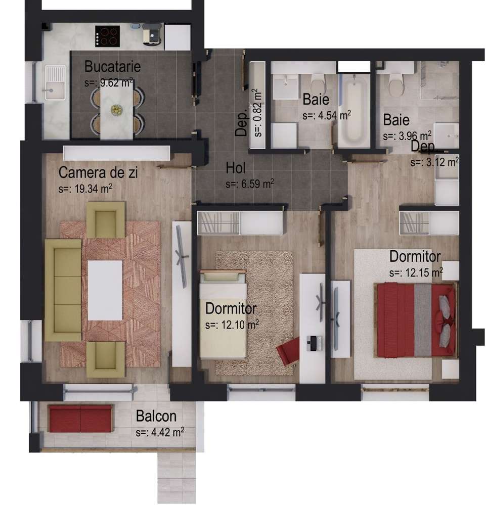 Apartament cu 3 camere în clădire cu 4 etaje - Imagine principală: 1/6