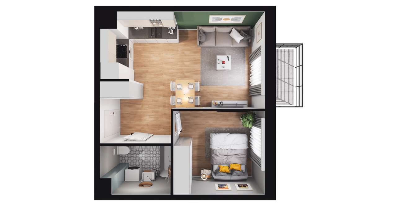 2-pokojowe mieszkanie 36m2 + balkon Bez Prowizji - Pełny obrazek: 2/8