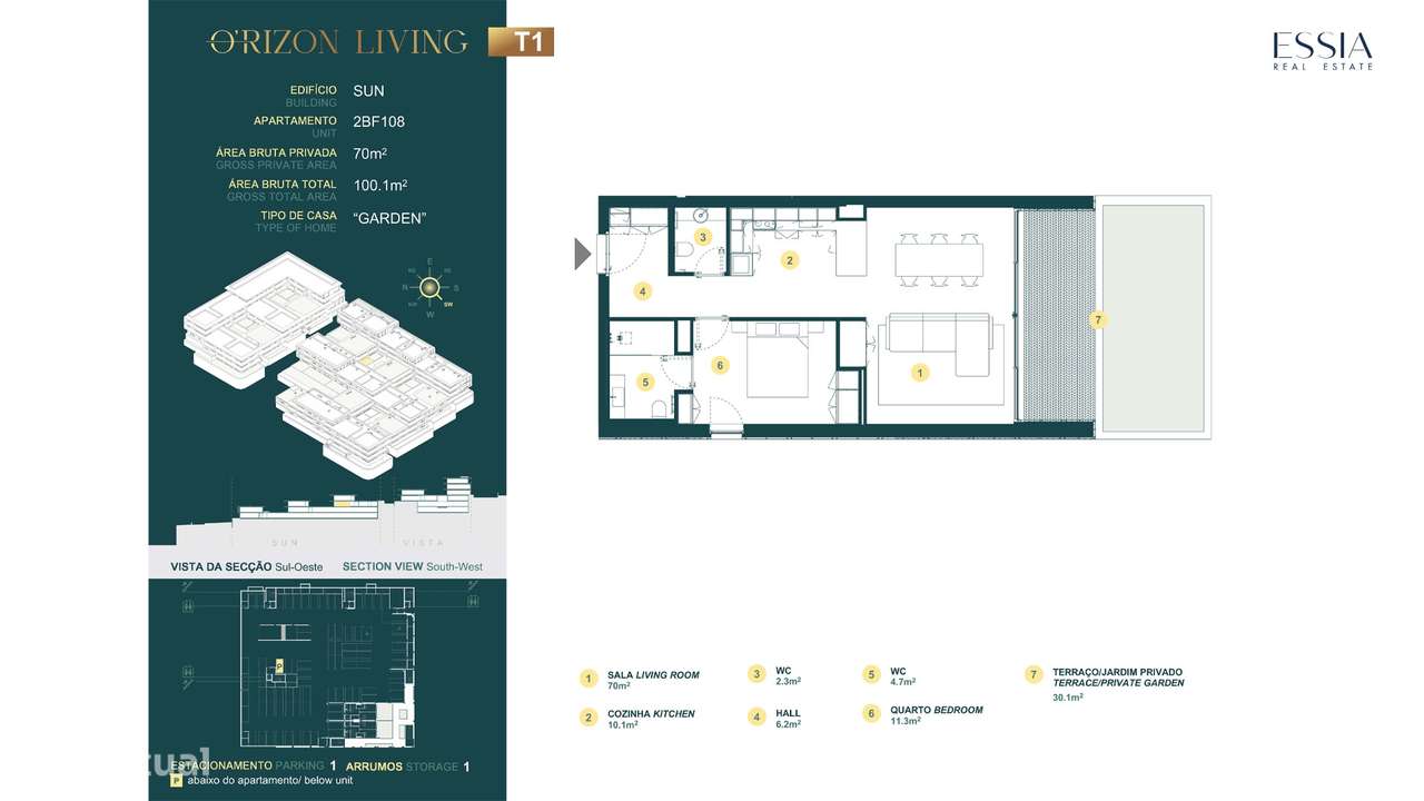 Apartamento T1 com Terraço e Jardim-19