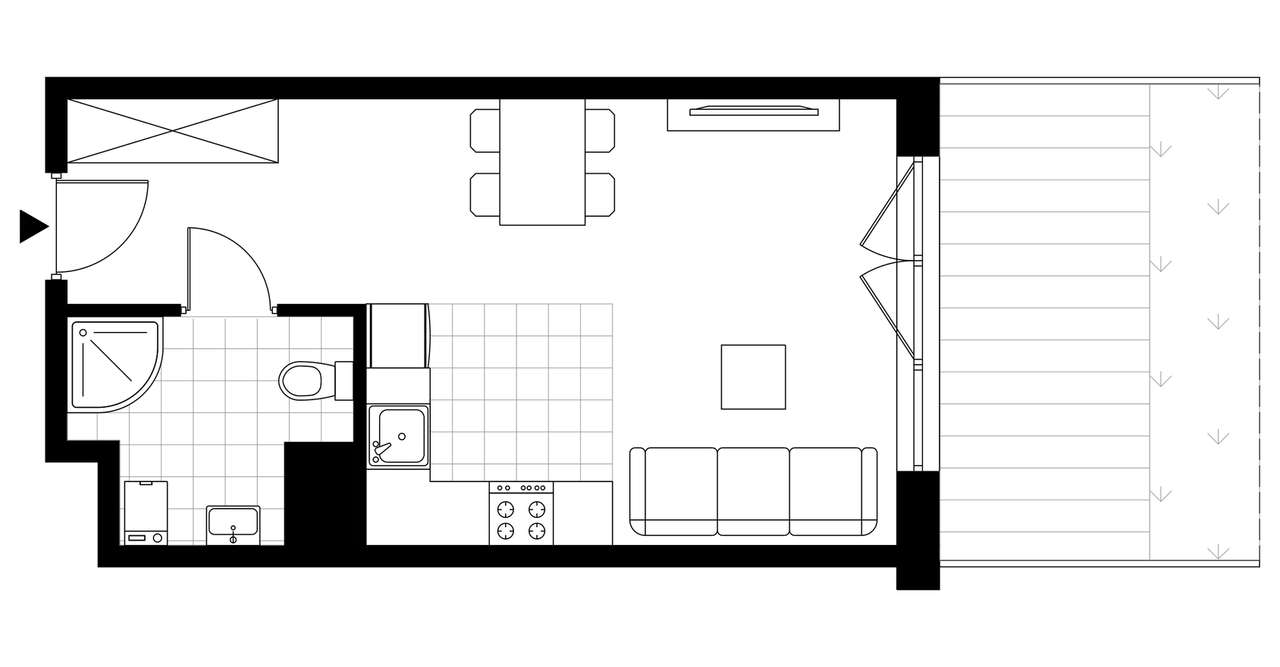 1-pokojowe mieszkanie 31m2 + ogródek - Pełny obrazek: 3/8