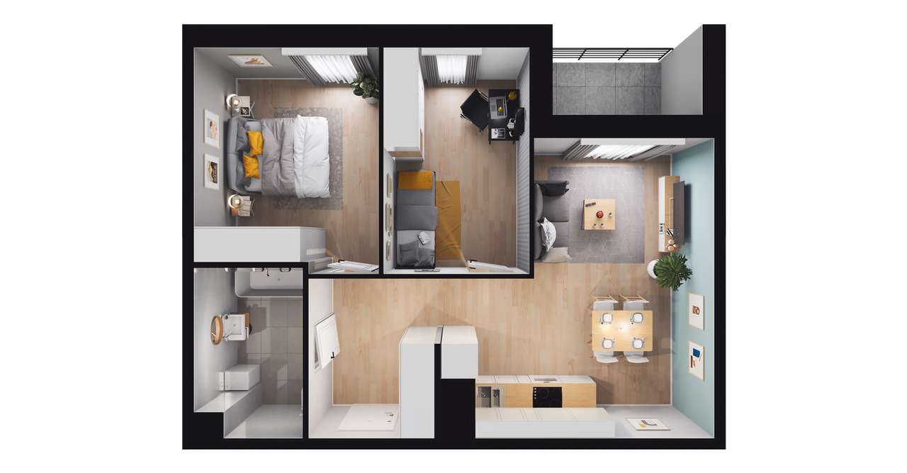 3-pokojowe mieszkanie 53m2 + loggia Bez Prowizji - Pełny obrazek: 2/8