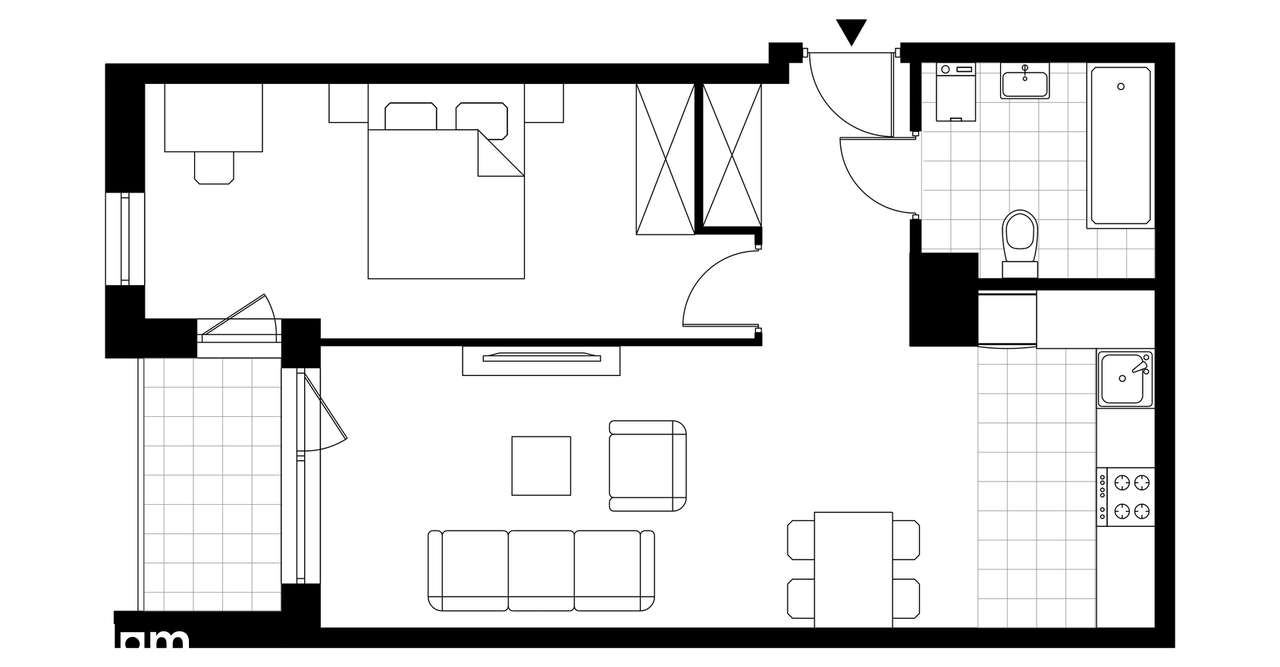 2-pokojowe mieszkanie 49m2 + loggia - Pełny obrazek: 3/6