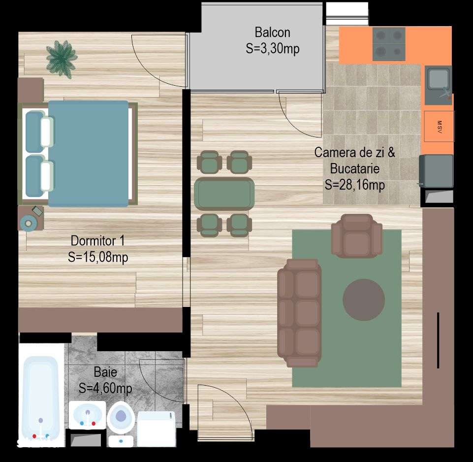 Apartament tip STUDIO S11 - Bacau - Complex Avanera - Imagine principală: 4/9