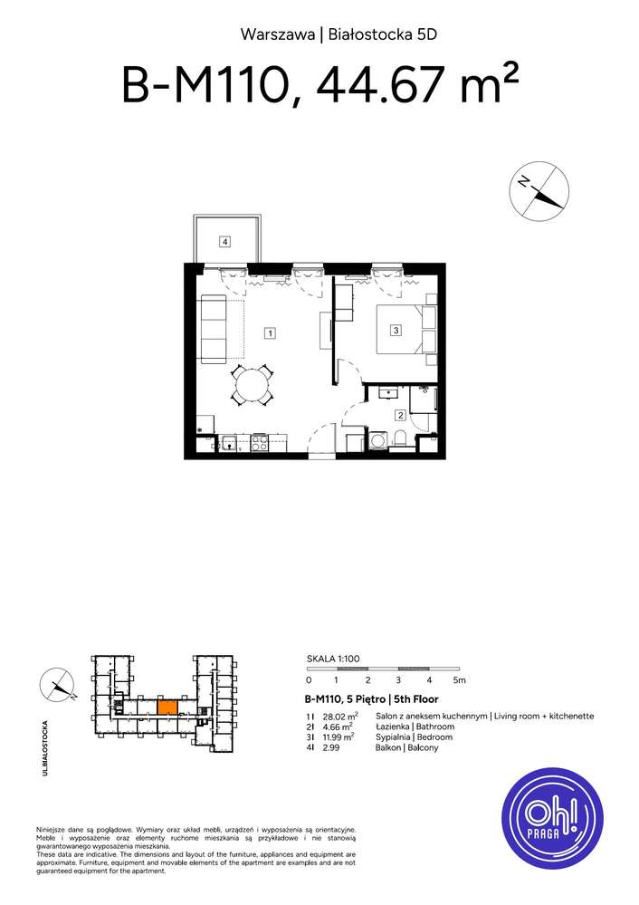 2-pokojowe mieszkanie 44m2 + balkon - Pełny obrazek: 2/9