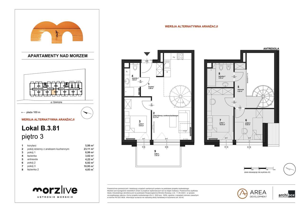 Mieszkanie przy plaży Morzlive 4 pokoje | 100 m. od plaży - Pełny obrazek: 3/8