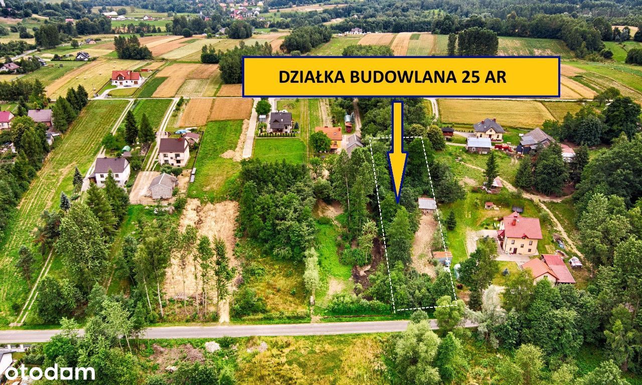 Okolice Nowego Wiśnicza - dzialka budowlana 25 ar.