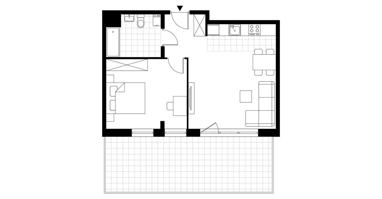 2-pokojowe mieszkanie 47m2 + taras Bezpośrednio - Pełny obrazek: 3/8