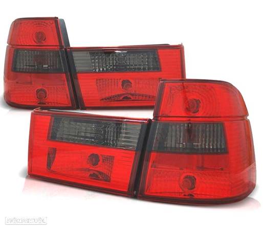 FAROLINS TRASEIROS PARA BMW E34 TOURING 88-95 VERMELHO PRETO - 1