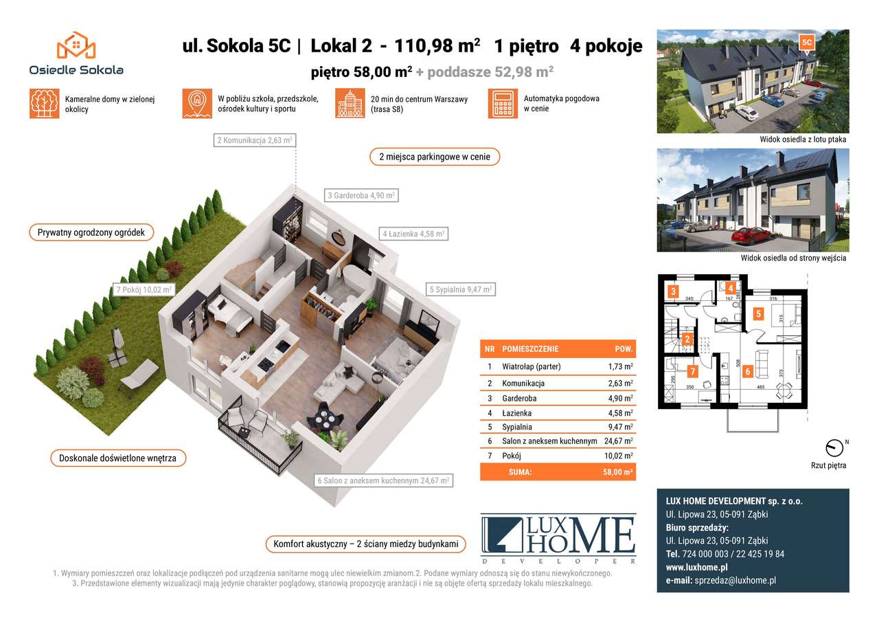 INWESTYCJA ZAKOŃCZONA, ODEBRANA - OGRÓDEK I 2 MIEJSCA POSTOJOWYMI - Pełny obrazek: 2/8