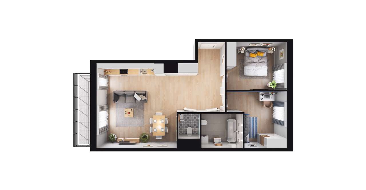 3-pokojowe mieszkanie 64m2 + balkon - Pełny obrazek: 2/8