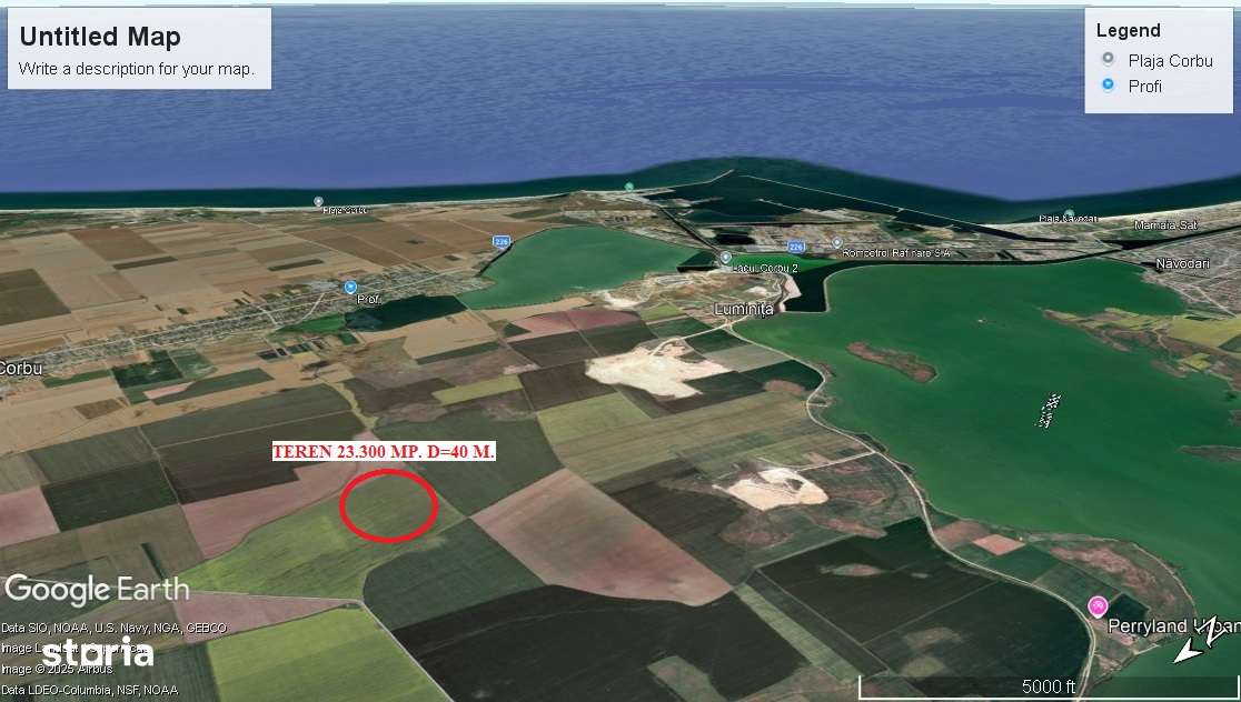 Corbu Teren Agricol 23.300 mp. D=40 m. Ideal investitie Pret 19.900 E - Imagine principală: 3/4
