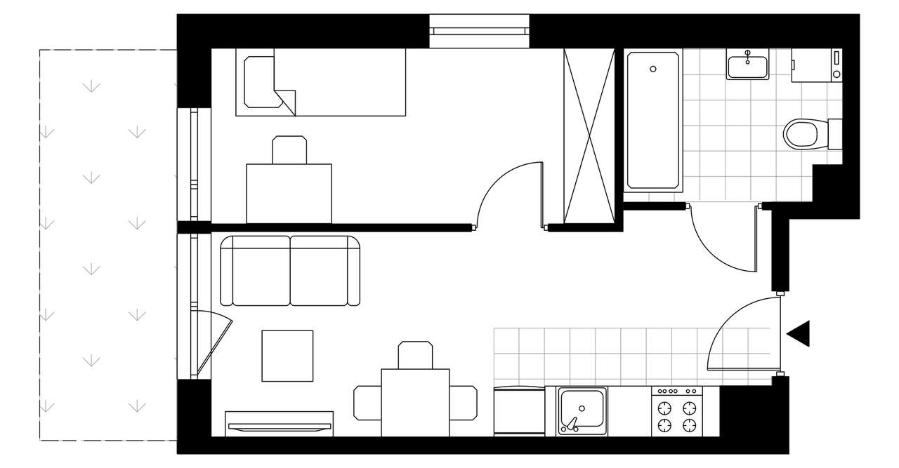 2-pokojowe mieszkanie 31m2 + ogródek - Pełny obrazek: 3/8