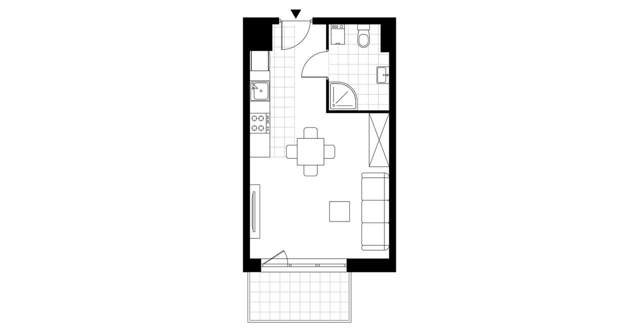 1-pokojowy apartament inwestycyjny 27m2 + balkon - Pełny obrazek: 3/8