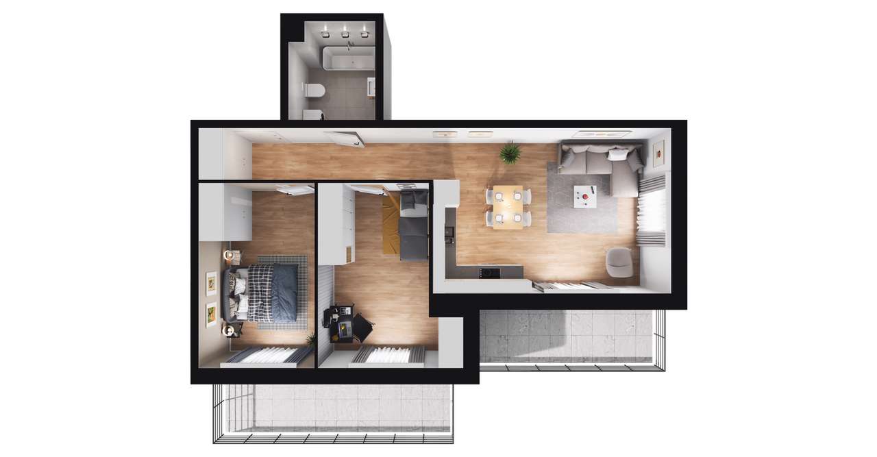 3-pokojowe mieszkanie 60m2 + taras Bez Prowizji - Pełny obrazek: 2/8