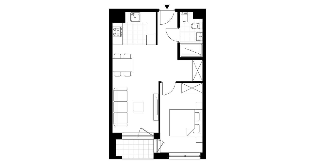 2-pokojowe mieszkanie 41m2 + loggia - Pełny obrazek: 3/8