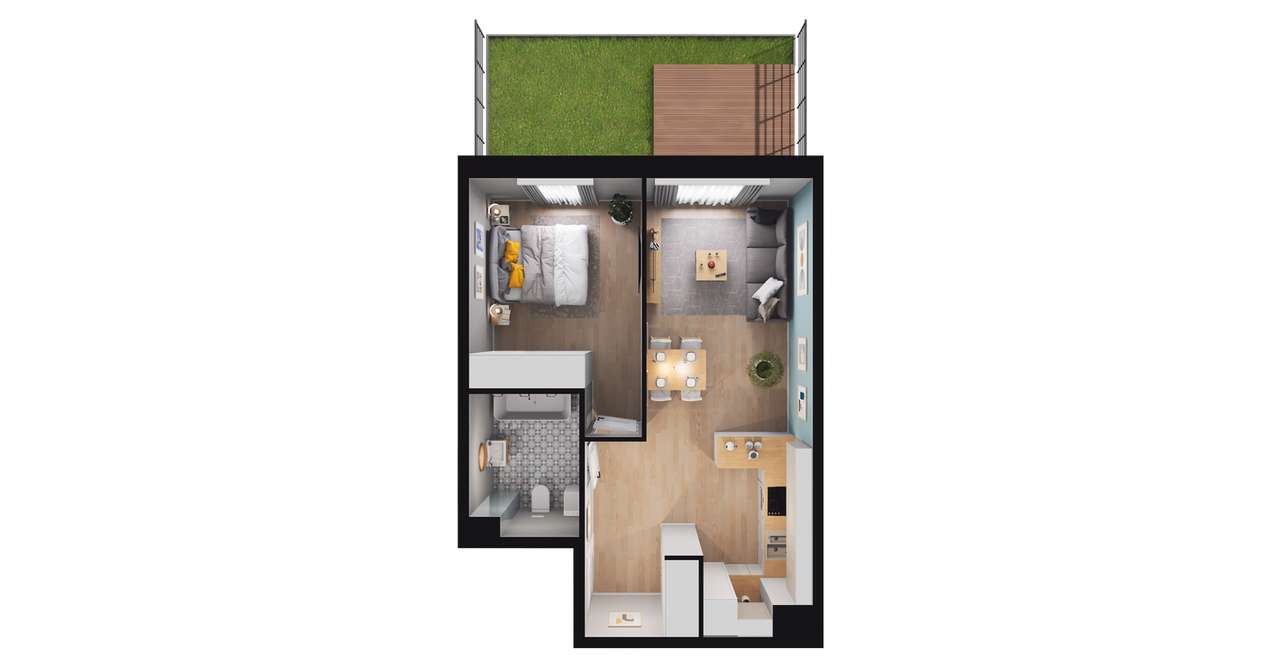 2-pokojowe mieszkanie 43m2 + ogródek Bez Prowizji - Pełny obrazek: 2/8