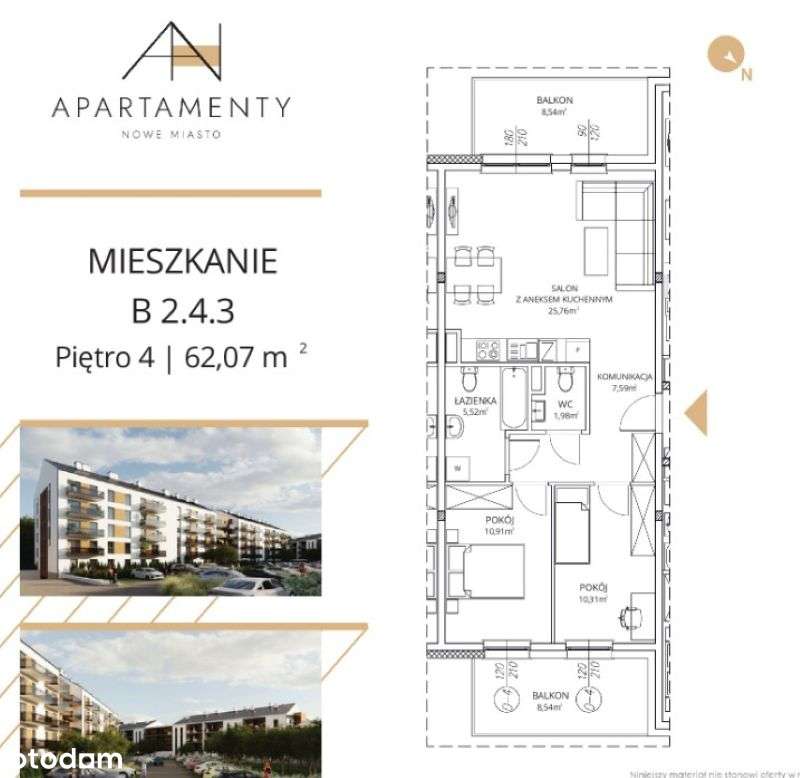 APARTAMENTY NOWE MIASTO: MISTRZOWSKI UKŁAD I 2 BALKONY!-4