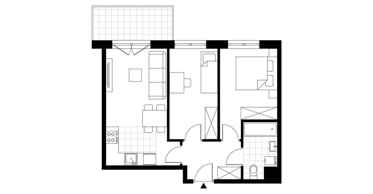 3-pokojowe mieszkanie 46m2 + balkon - Pełny obrazek: 3/8