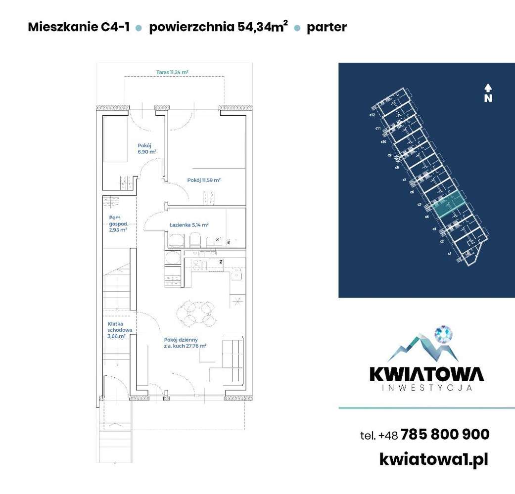 Nowy Targ mieszkanie 54m2 - 3 pokoje - Pełny obrazek: 4/5
