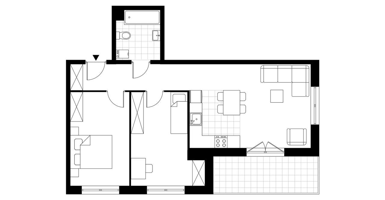 3-pokojowe mieszkanie 60m2 + balkon - Pełny obrazek: 3/8