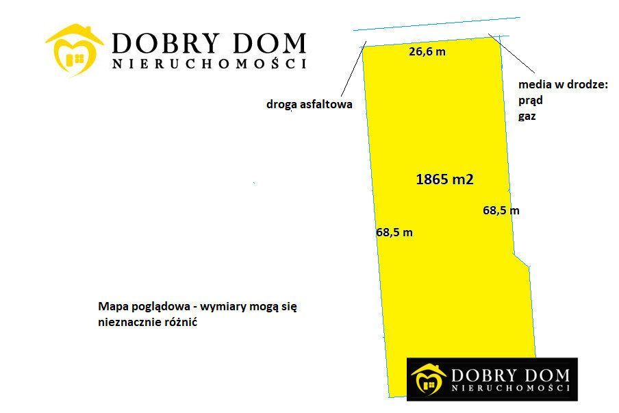 Działka, 1 865 m², Obrubniki