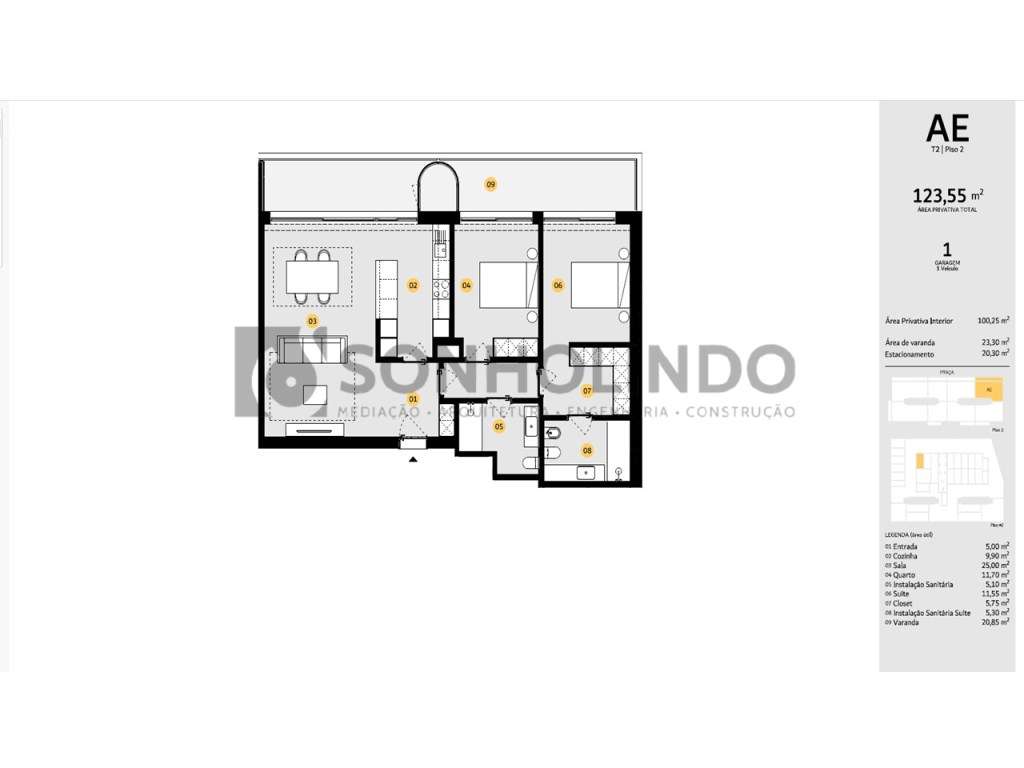 Apartamento T2 novo com varanda, exposição solar a poente, garagem ...-27