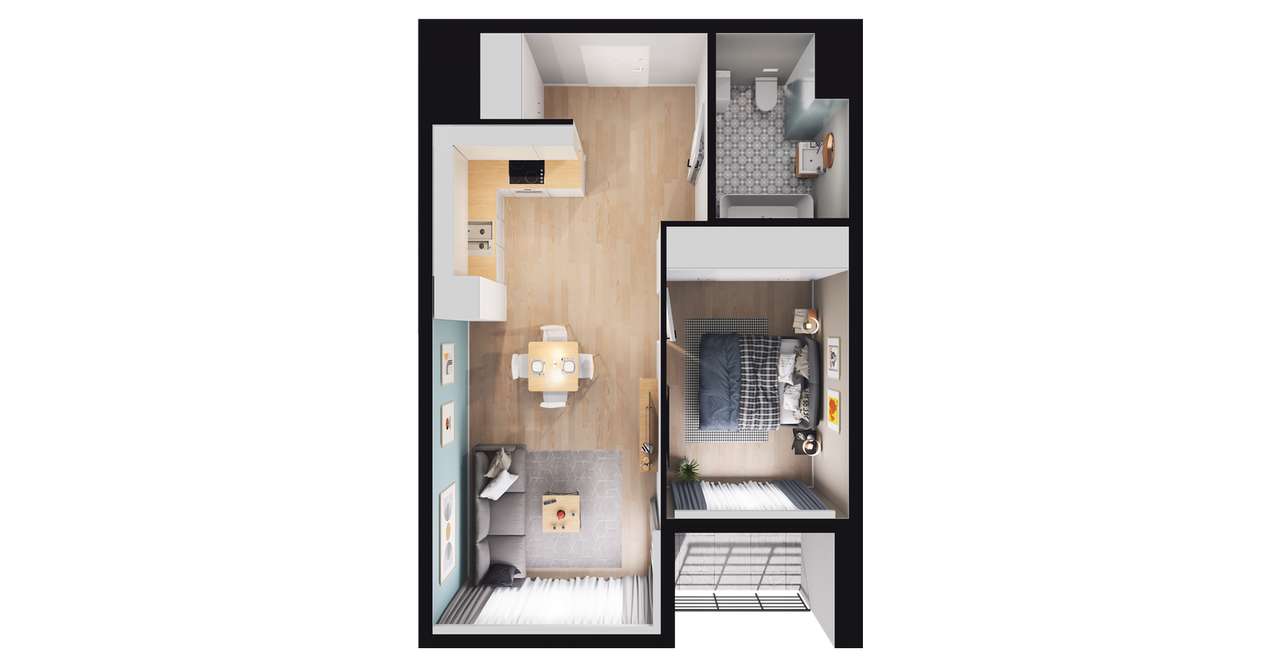 2-pokojowe mieszkanie 44m2 + loggia Bez Prowizji - Pełny obrazek: 4/10