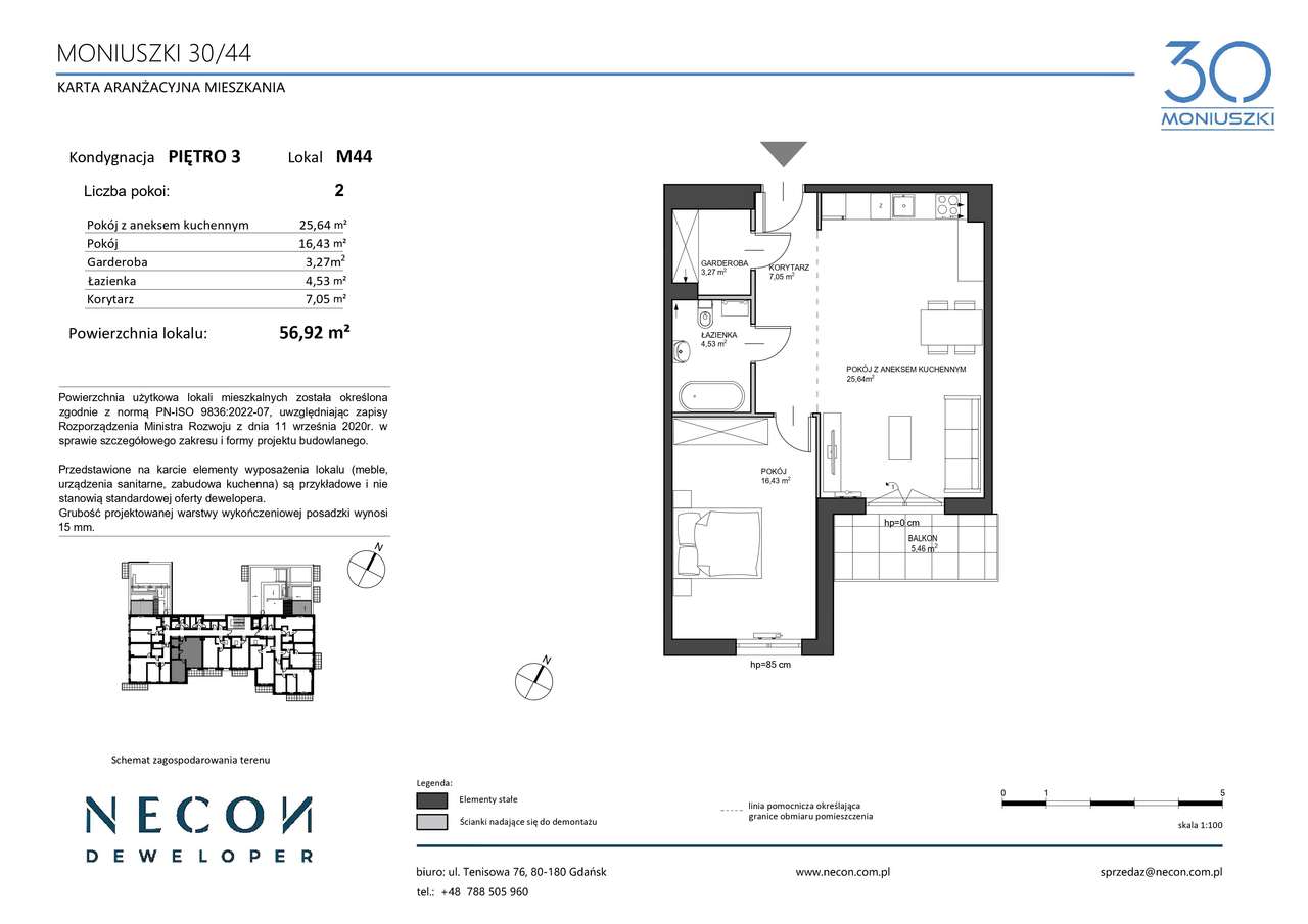 2-pokojowe mieszkanie  56,92 m2 MONIUSZKI 30/44 - Pełny obrazek: 2/8