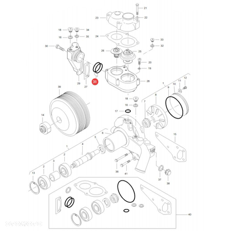 Pierścień oring termostatu Massey Ferguson V614604958 Oryginał - 3