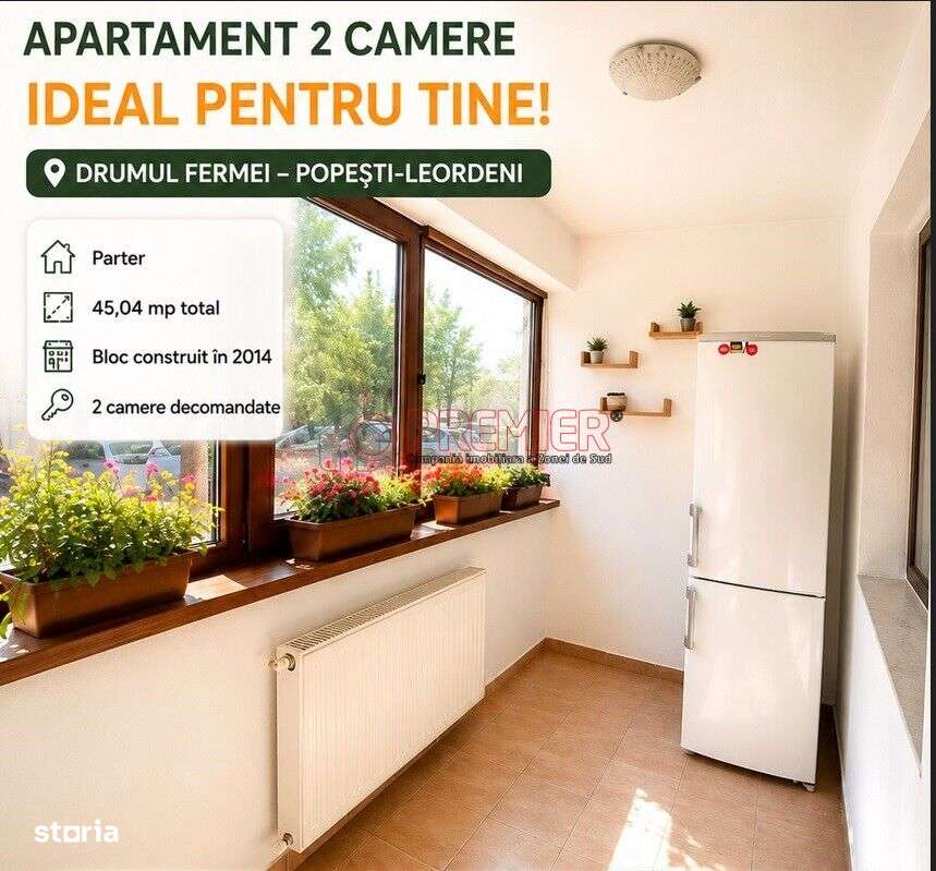 Popesti Leordeni - 2 Camere mobilat - 10 min Metrou Dimitrie Leonida
