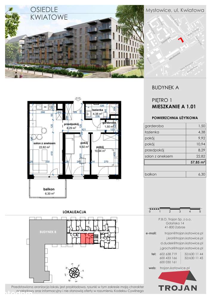 Mysłowice, Kwiatowa  | mieszkanie 3-pok. | A 1.01 - Pełny obrazek: 2/9