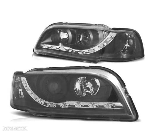 FARÓIS OPTICAS PARA VOLVO S40 V40 96-00 LUZ DIURNA PRETO - 2